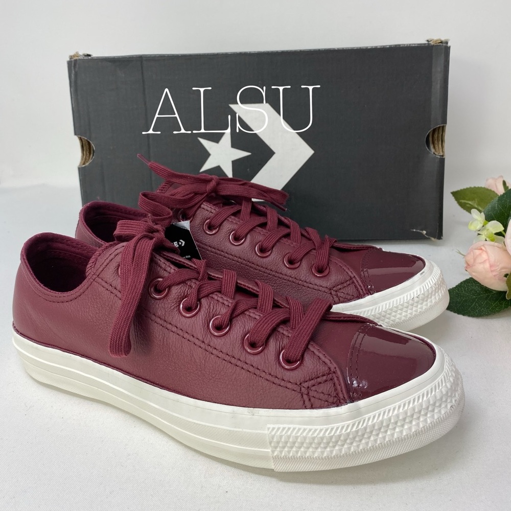 Converse Ctas Low Top Leather Dark Burgundy W - Picture 1 of 8